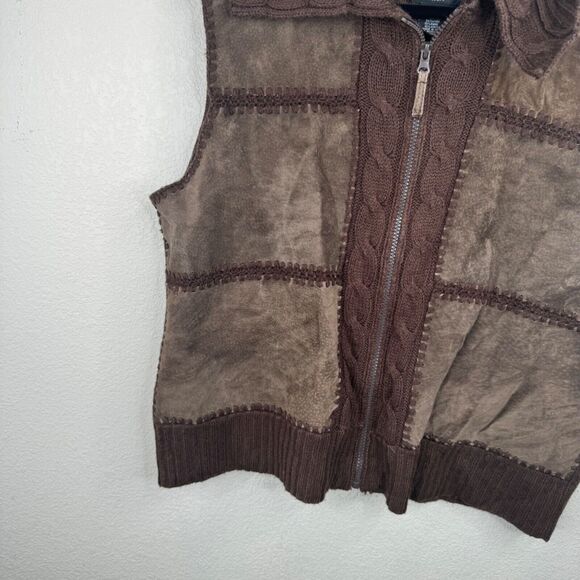 Designers Studio Women's Brown Suede & Knit‎ Vest XL Full Zip Casual - Picture 5 of 13